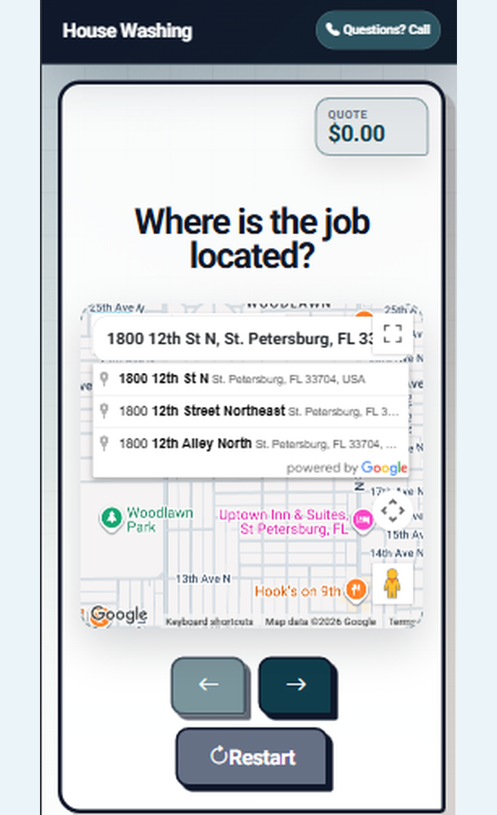 Quote link location question screen
